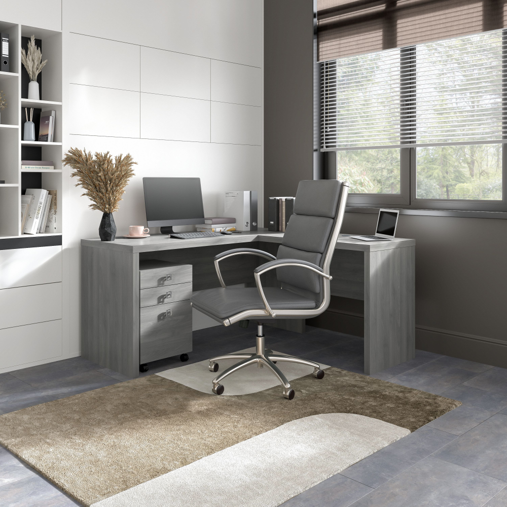 Echo L Shaped Desk with Mobile File Cabinet
