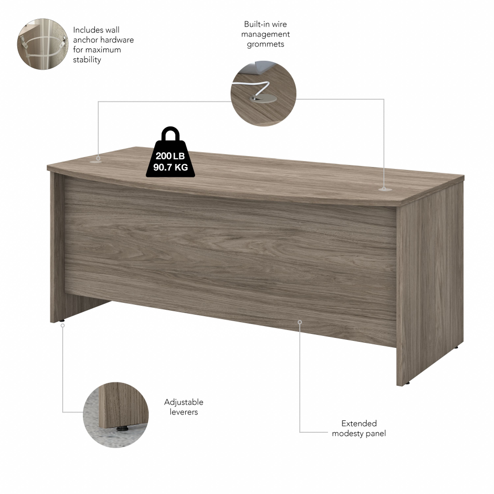 Studio C 72W x 36D Bow Front Desk with Mobile File Cabinets