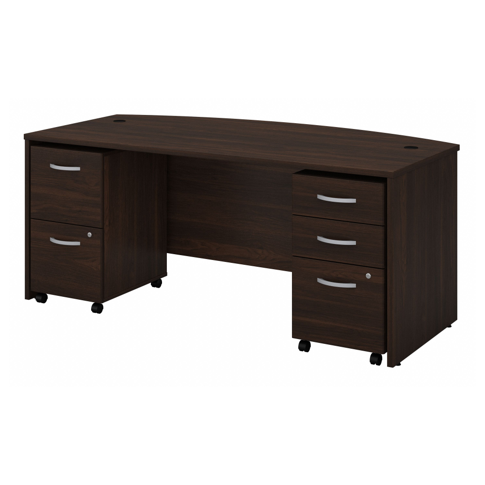 Studio C 72W x 36D Bow Front Desk with Mobile File Cabinets