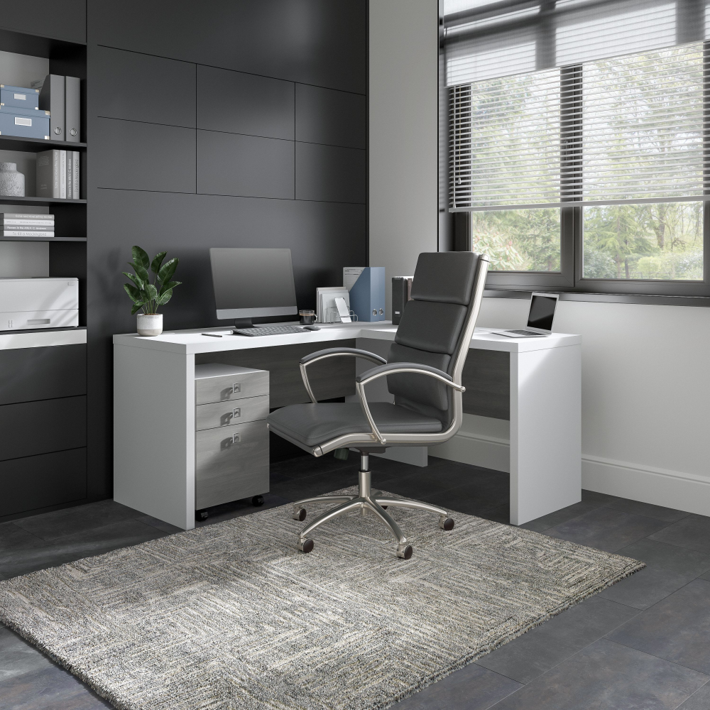 Echo L Shaped Desk with Mobile File Cabinet