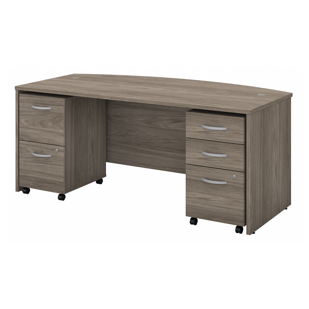 Studio C 72W x 36D Bow Front Desk with Mobile File Cabinets