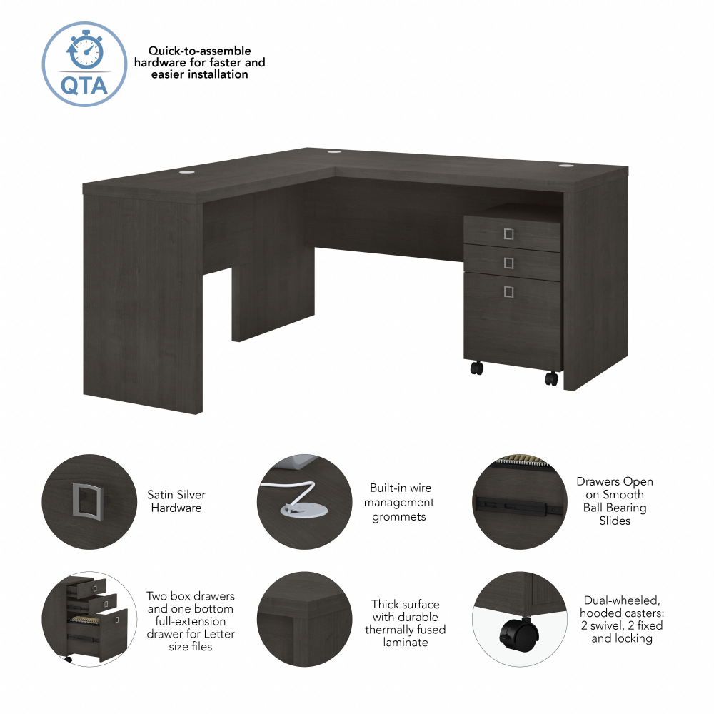Echo L Shaped Desk with Mobile File Cabinet