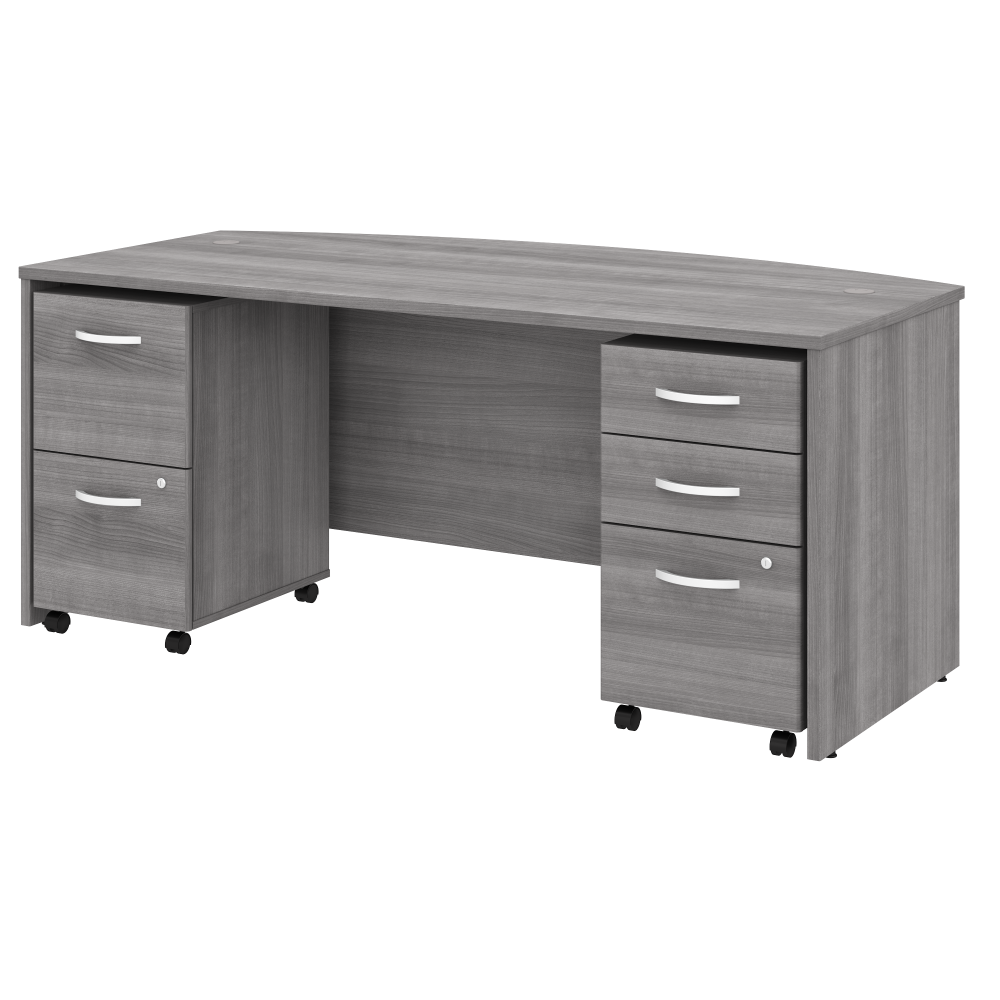 Studio C 72W x 36D Bow Front Desk with Mobile File Cabinets