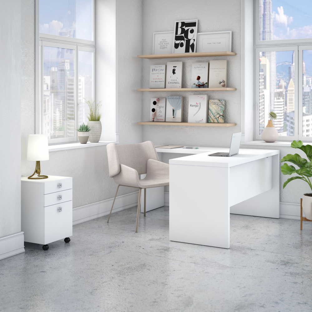 Echo L Shaped Desk with Mobile File Cabinet
