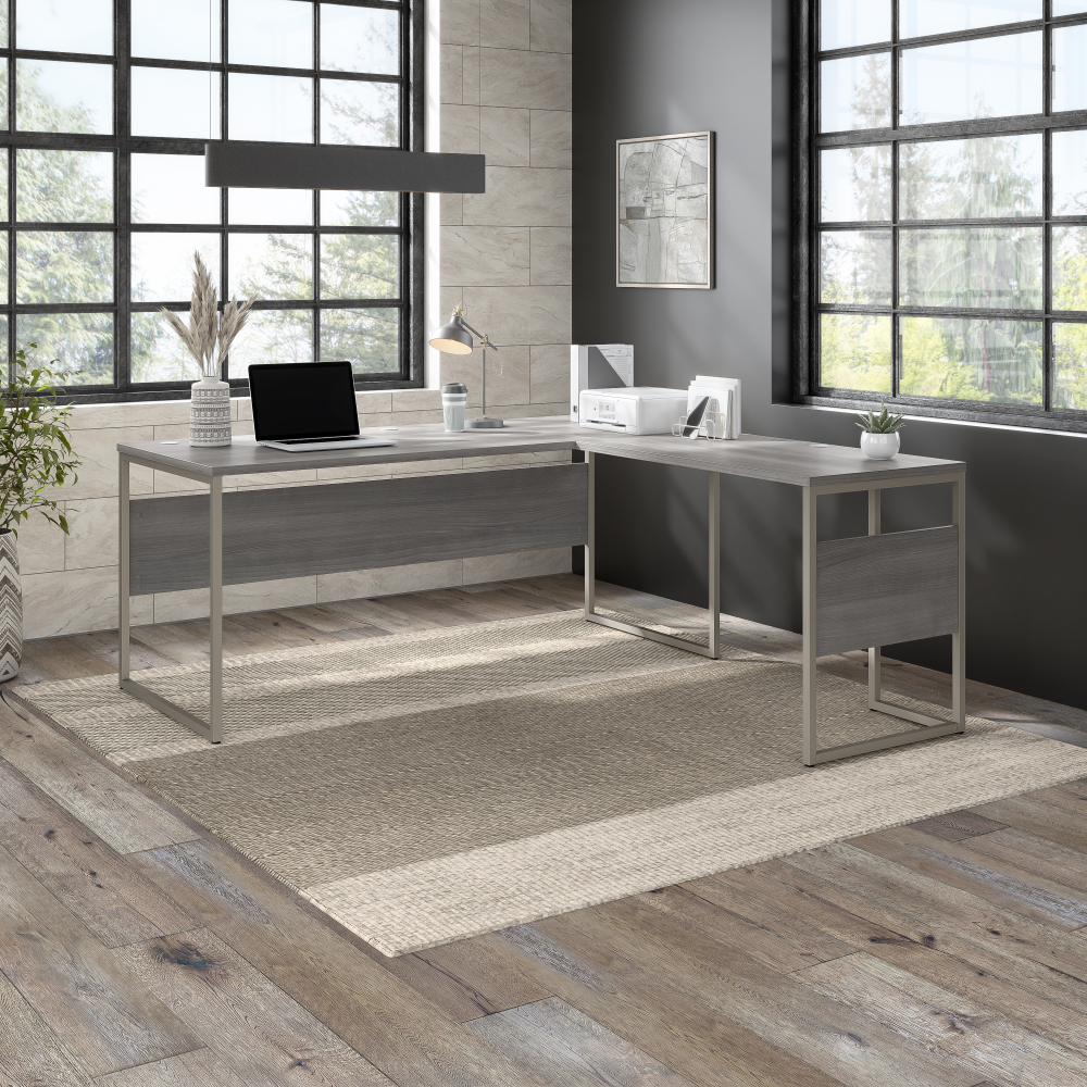 Hybrid 72W x 30D L Shaped Table Desk with Metal Legs