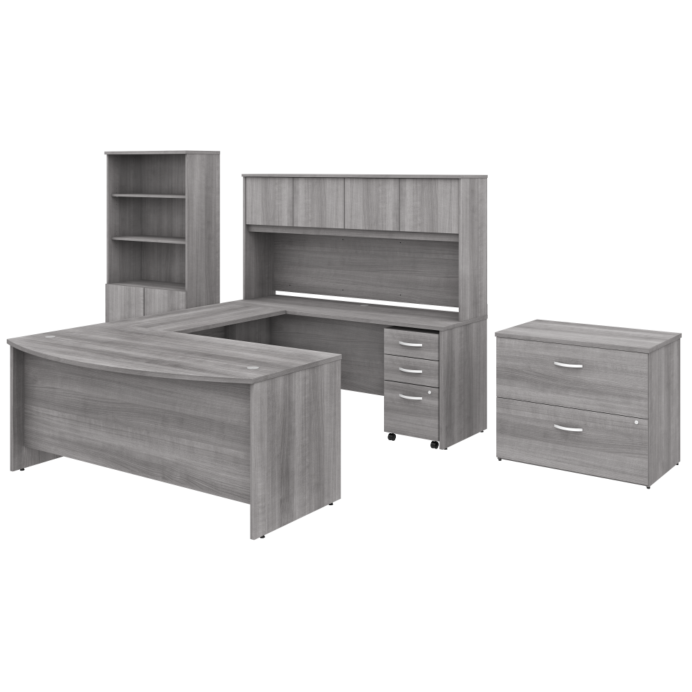 Studio C 72W x 36D U Shaped Desk with Hutch, Bookcase and File Cabinets