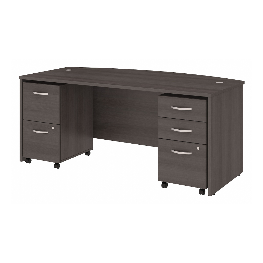 Studio C 72W x 36D Bow Front Desk with Mobile File Cabinets