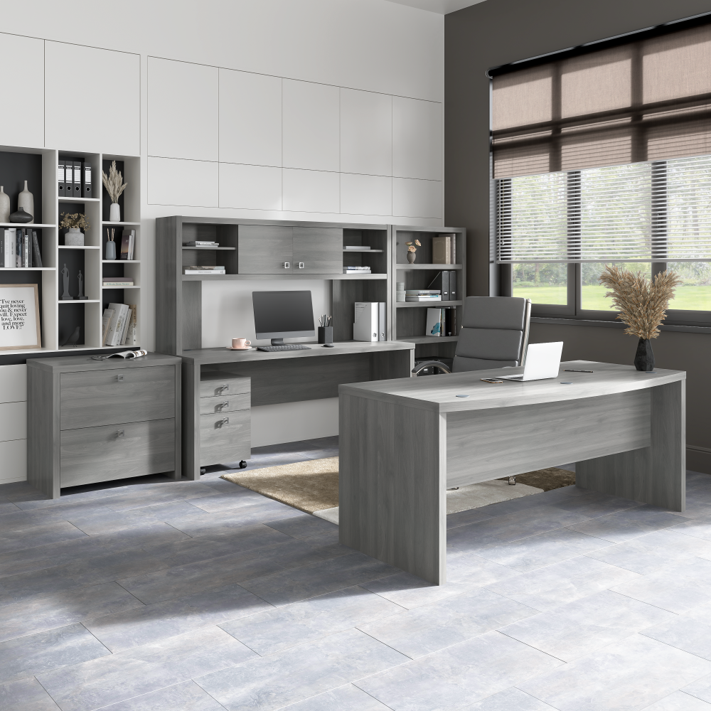 Echo L Shaped Desk with Mobile File Cabinet