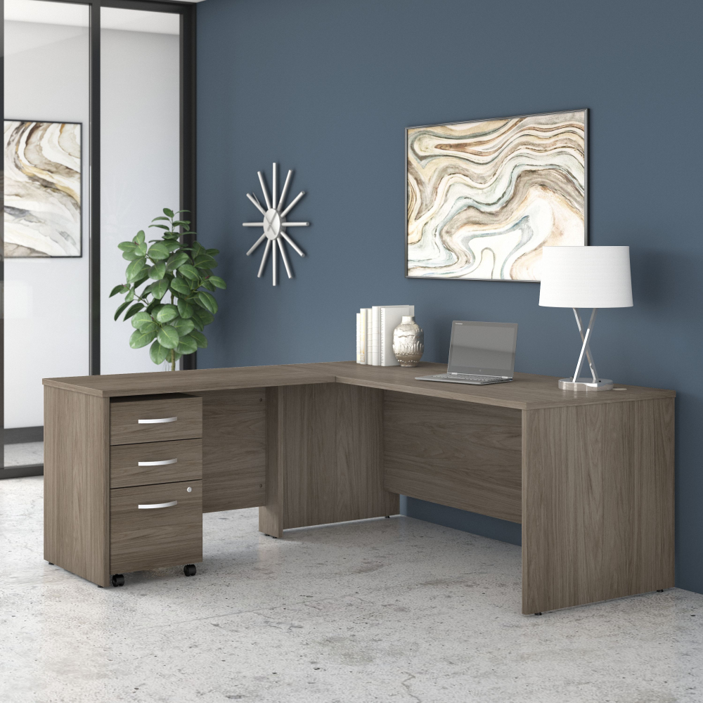 Studio C 72W x 30D L Shaped Desk with Mobile File Cabinet and 42W Return