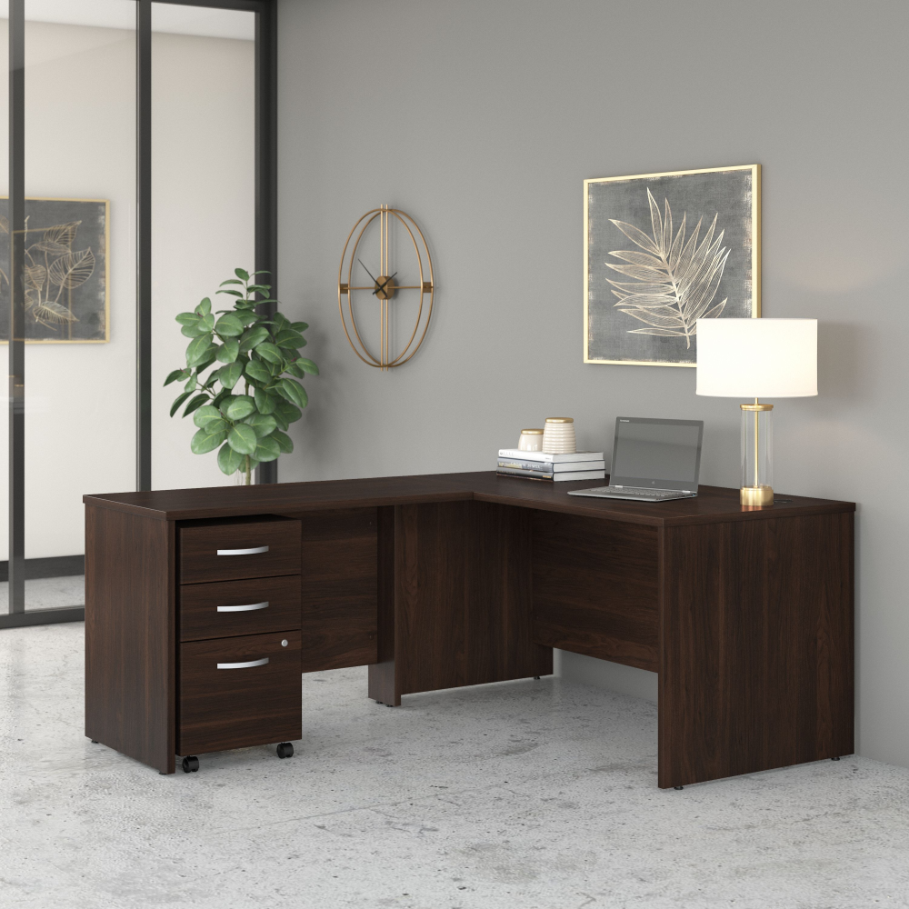 Studio C 60W x 30D L Shaped Desk with Mobile File Cabinet and 42W Return